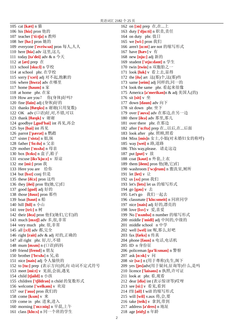 初中英语单词表大全(2182个带音标)_第2页