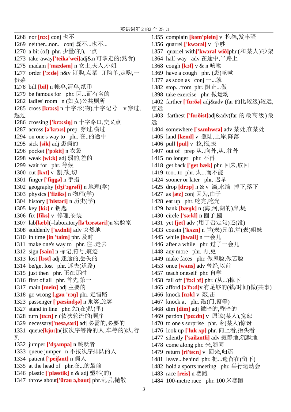 初中英语单词表大全2182个带音标-(自动保存的)_第3页