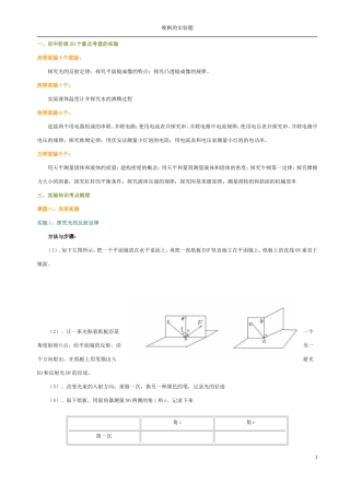 初中物理的20个实验探究专题复习