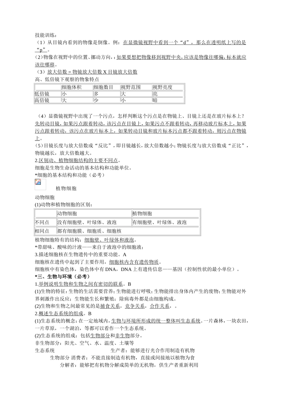 初中生物中考重要知识点_第2页