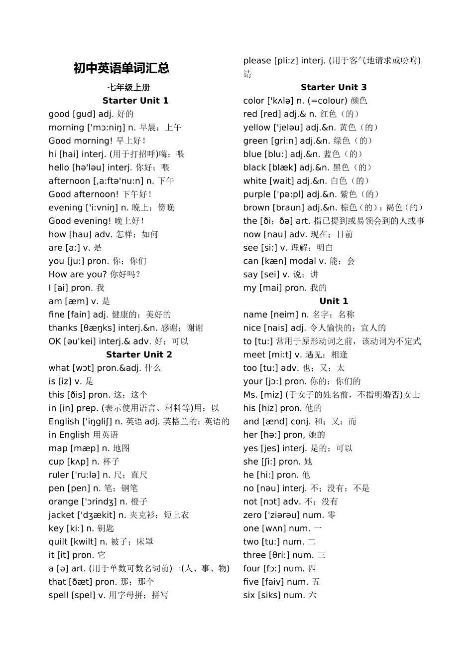 初中英语单词汇总_第1页