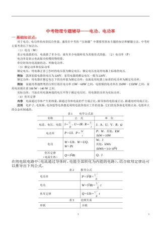 初中物理电功率经典复习资料(含答案)(同名11680)
