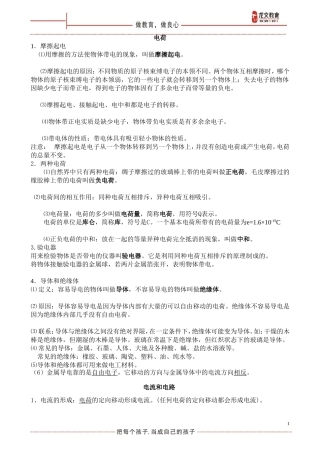 初中物理电荷-电路专题复习