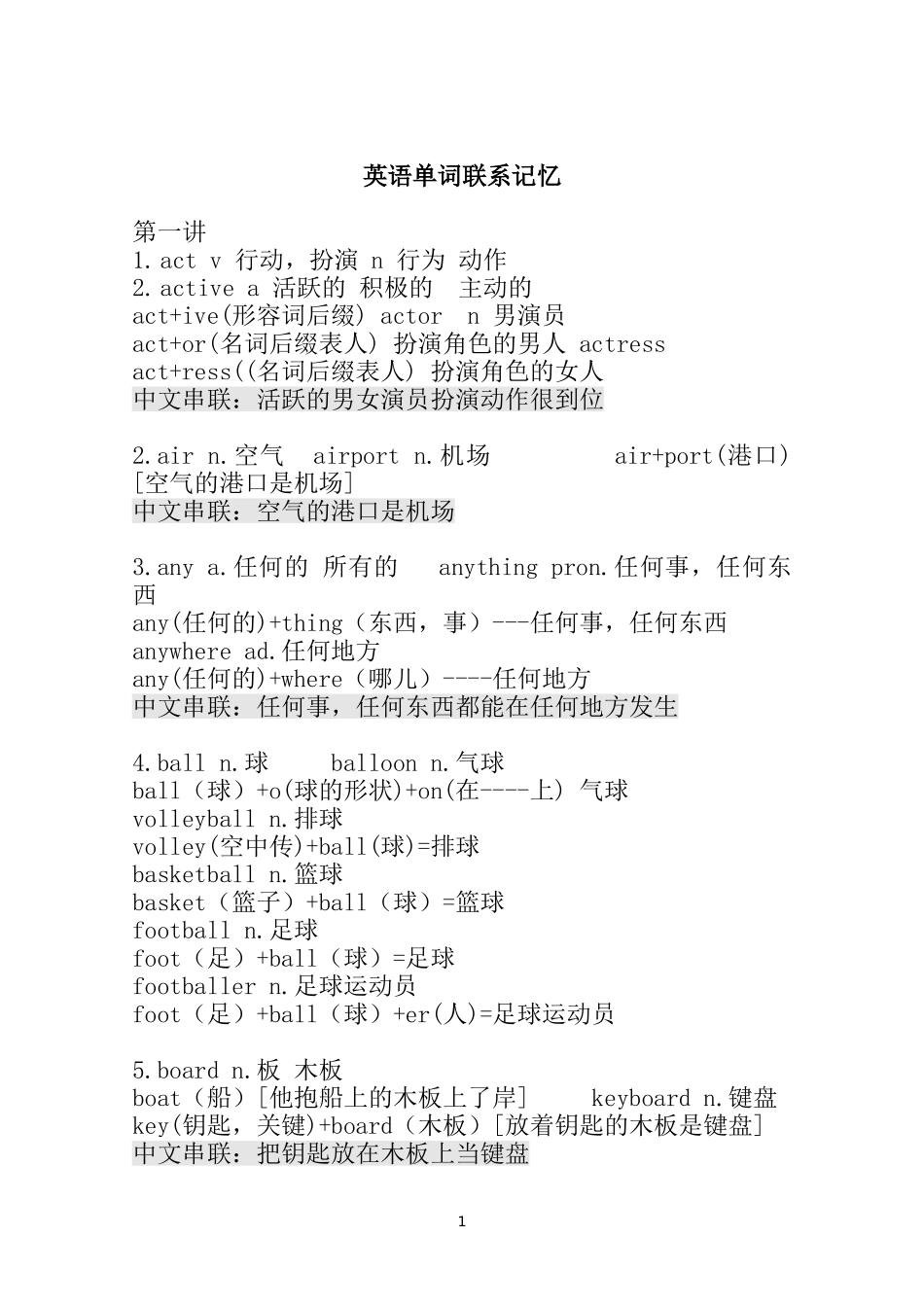初中英语单词联系记忆法整理_第1页