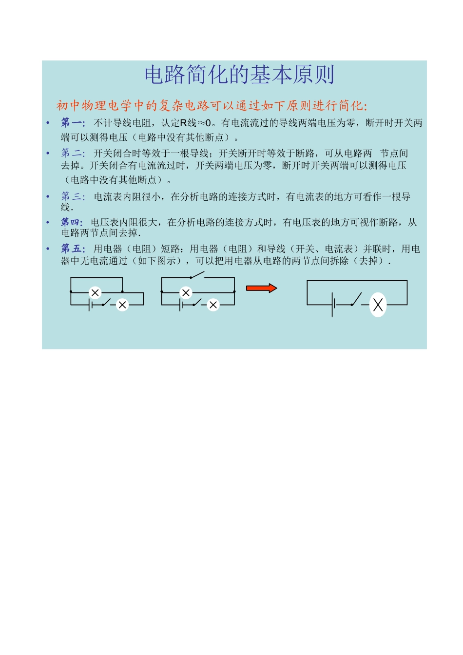 初中物理电路分析方法(短路、串并联分析、滑动变阻器)_第1页