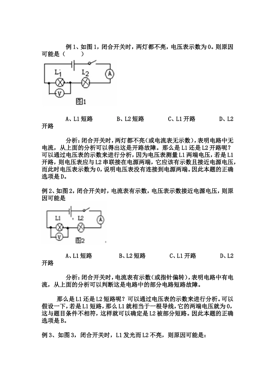 初中物理电路故障原因分析_第2页