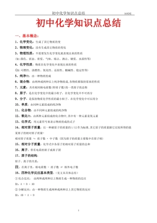 初中化学知识点总结(大全)(同名10353)