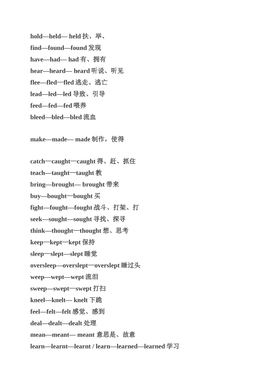 初中英语动词不规则变化归纳表_第2页