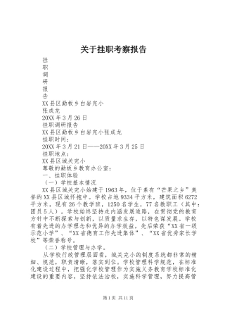 关于挂职考察报告