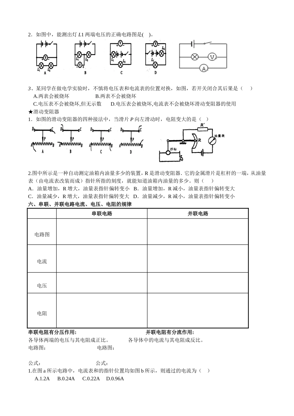初中物理电学知识复习(一)_第2页