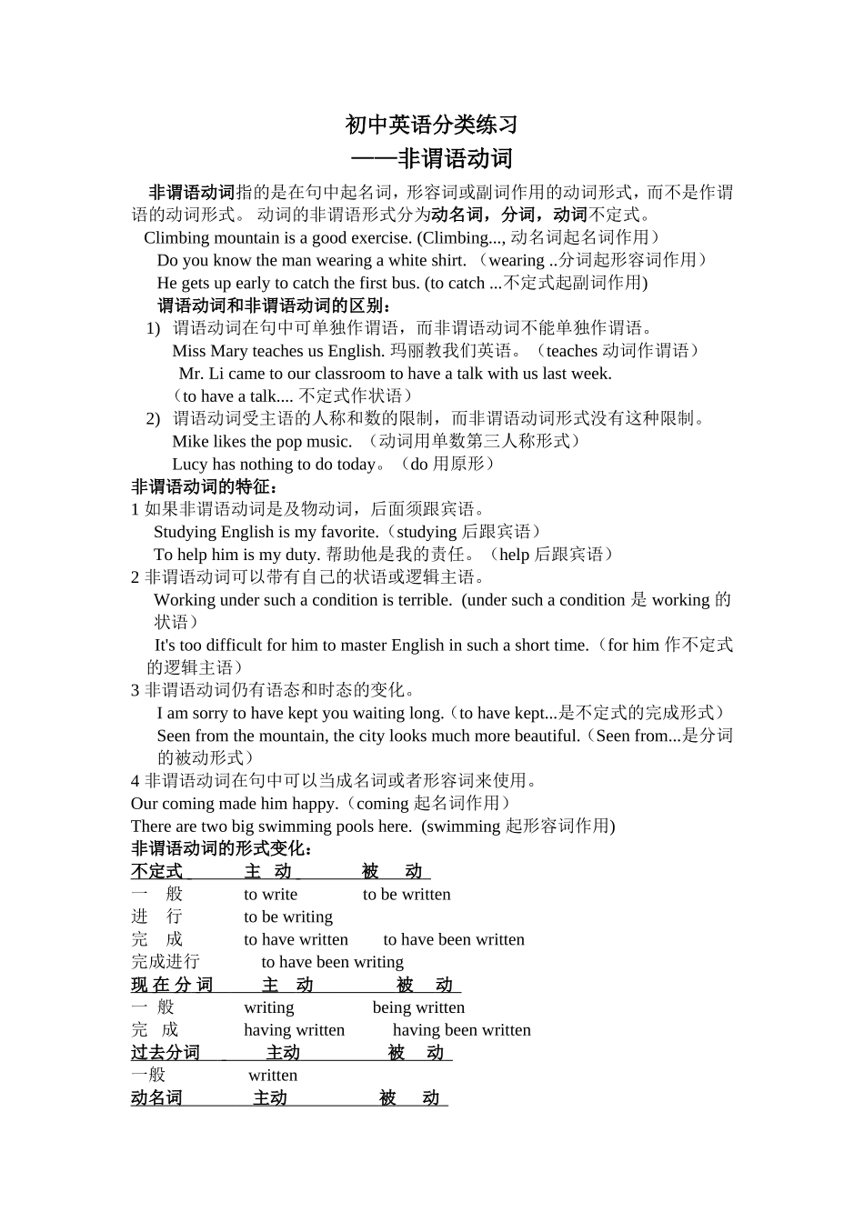 初中英语非谓语动词(教师用)_第1页