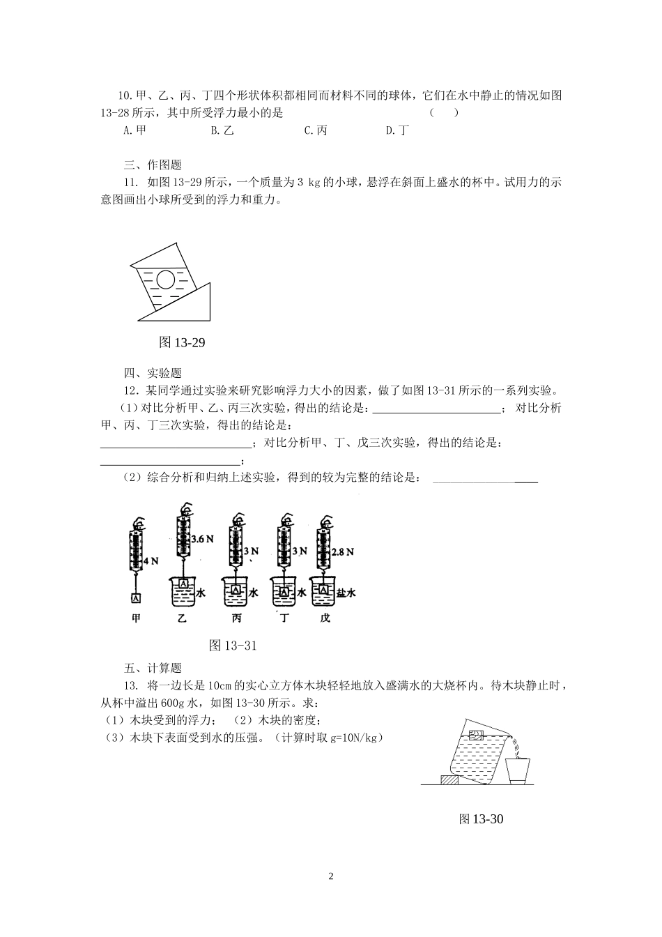 初中物理浮力练习题及答案(1)(同名8394)_第2页