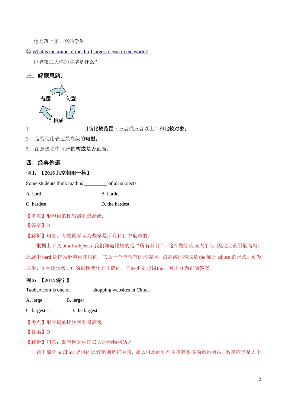 初中英语高频考点(形容词副词的比较级和最高级)：中考高频考点——形容词、副词最高级_第2页