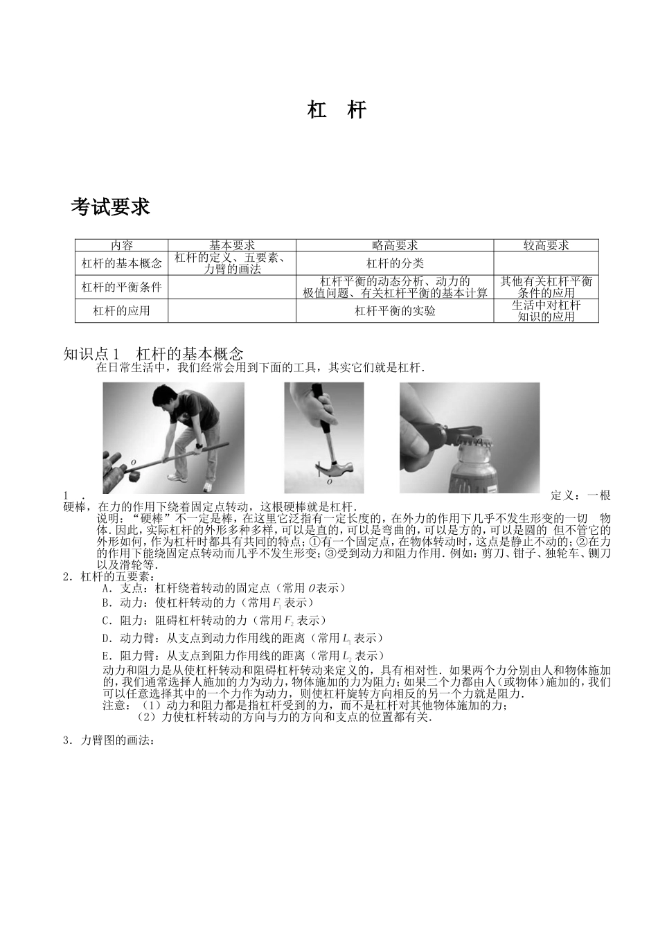初中物理杠杆复习资料_第1页