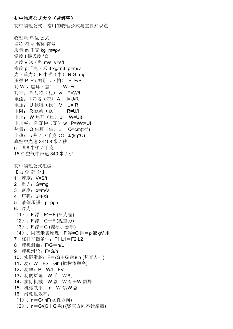 初中物理公式大全(同名18390)_第1页