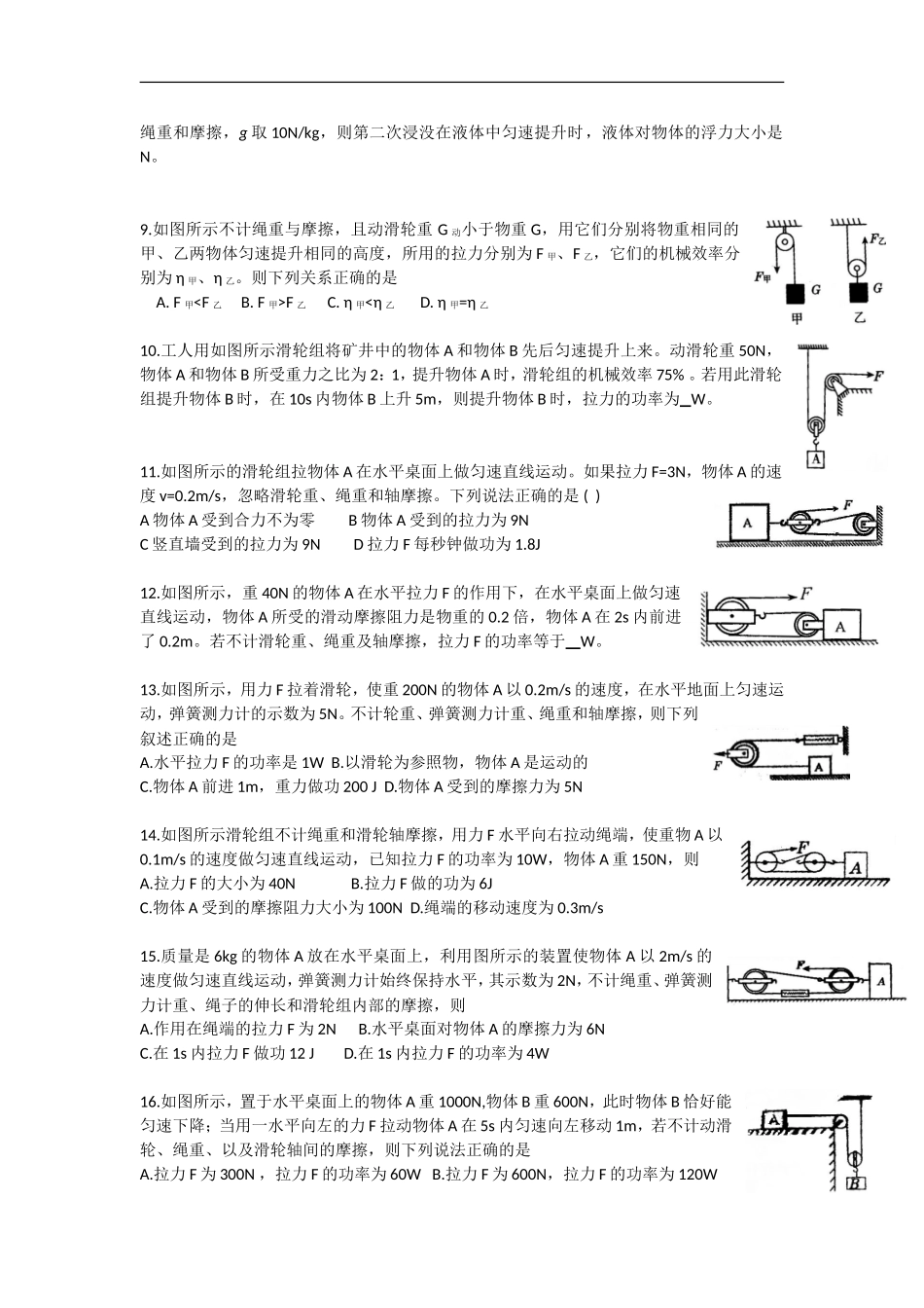 初中物理滑轮组练习题(同名18394)_第2页