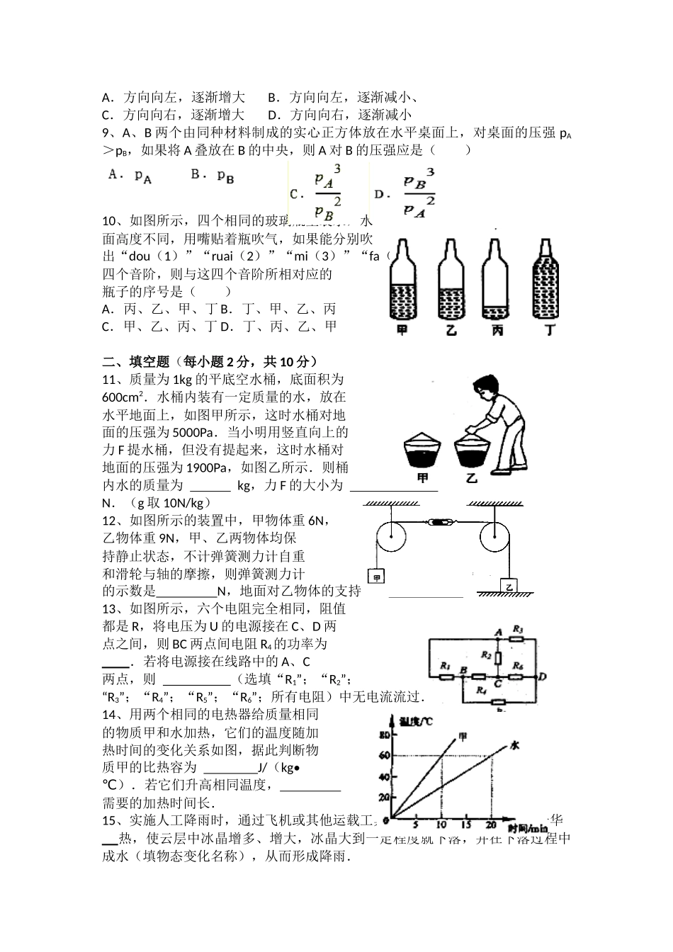 初中物理化学综合测试题_第2页