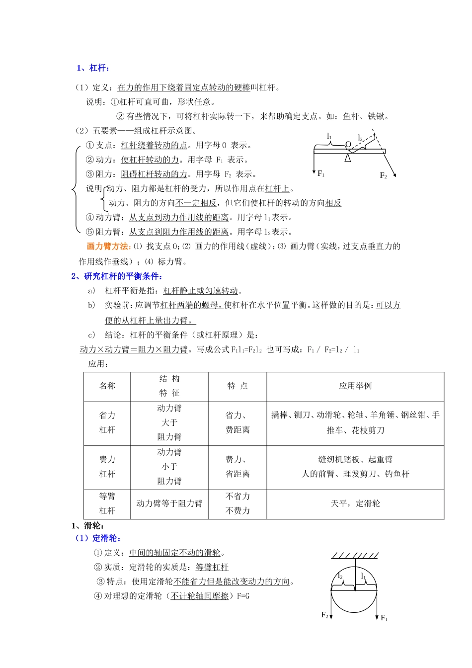 初中物理机械与人知识点_第1页