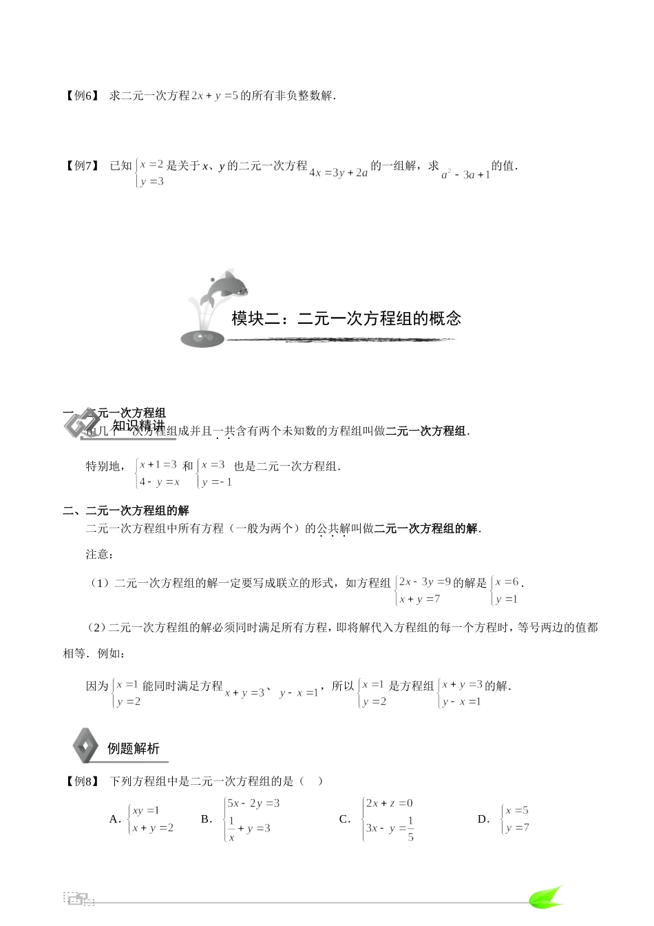 初中数学二元一次方程组知识点+习题_第2页