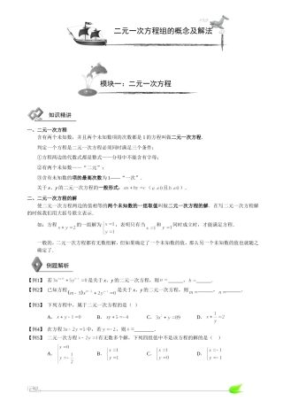 初中数学二元一次方程组知识点+习题