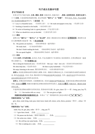 初中英语句子成分讲解练习及答案