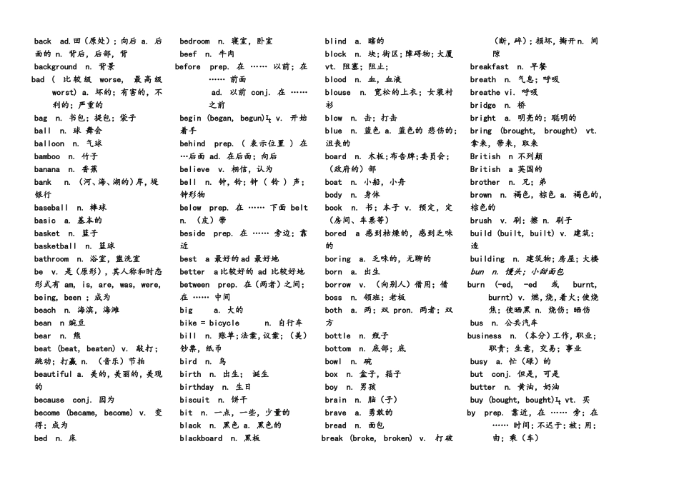 初中英语课程标准五级词汇表(打印版)_第2页