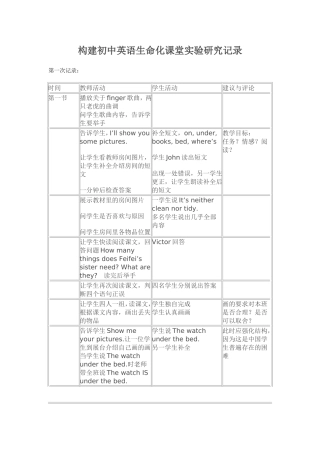 初中英语课堂观察记录