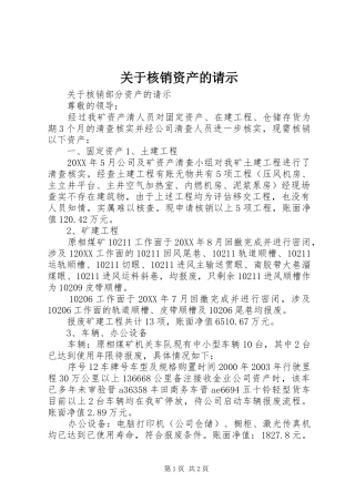 关于核销资产的请示
