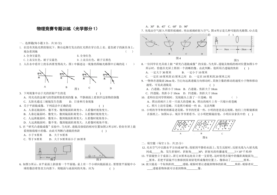 初中物理竞赛训练(光学)(同名6106)_第1页