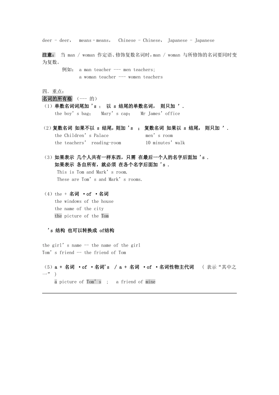 初中英语名词讲解及专项练习_第2页