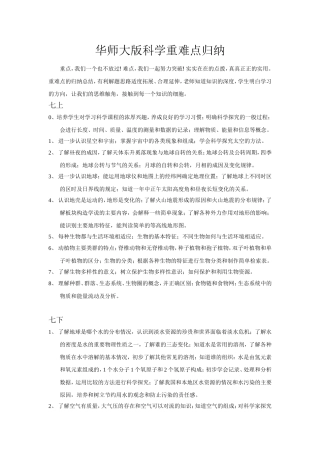 初中科学重难点归纳