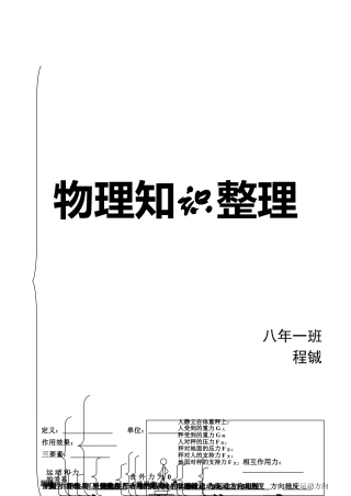 初中物理力学知识网络图(填空形式)