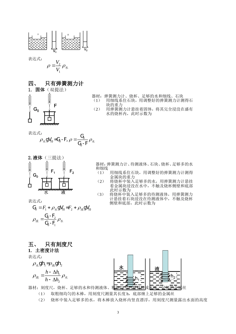 初中物理密度测量方法总汇(老师版)_第3页