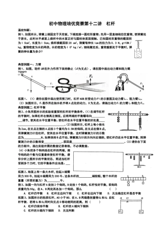 初中物理培优竞赛第十二讲--杠杆