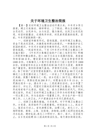 关于环境卫生整治简报