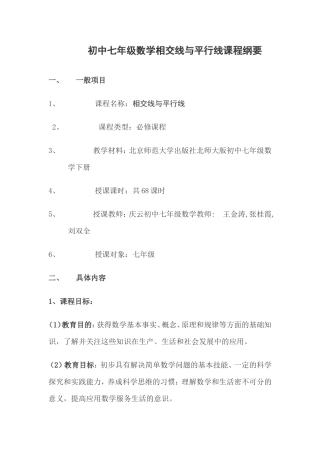 初中数学教学大纲