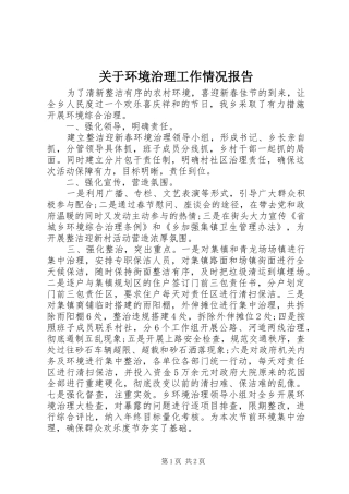 关于环境治理工作情况报告