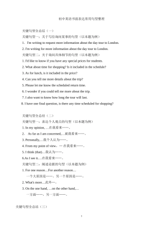 初中英语书面表达常用句型整理