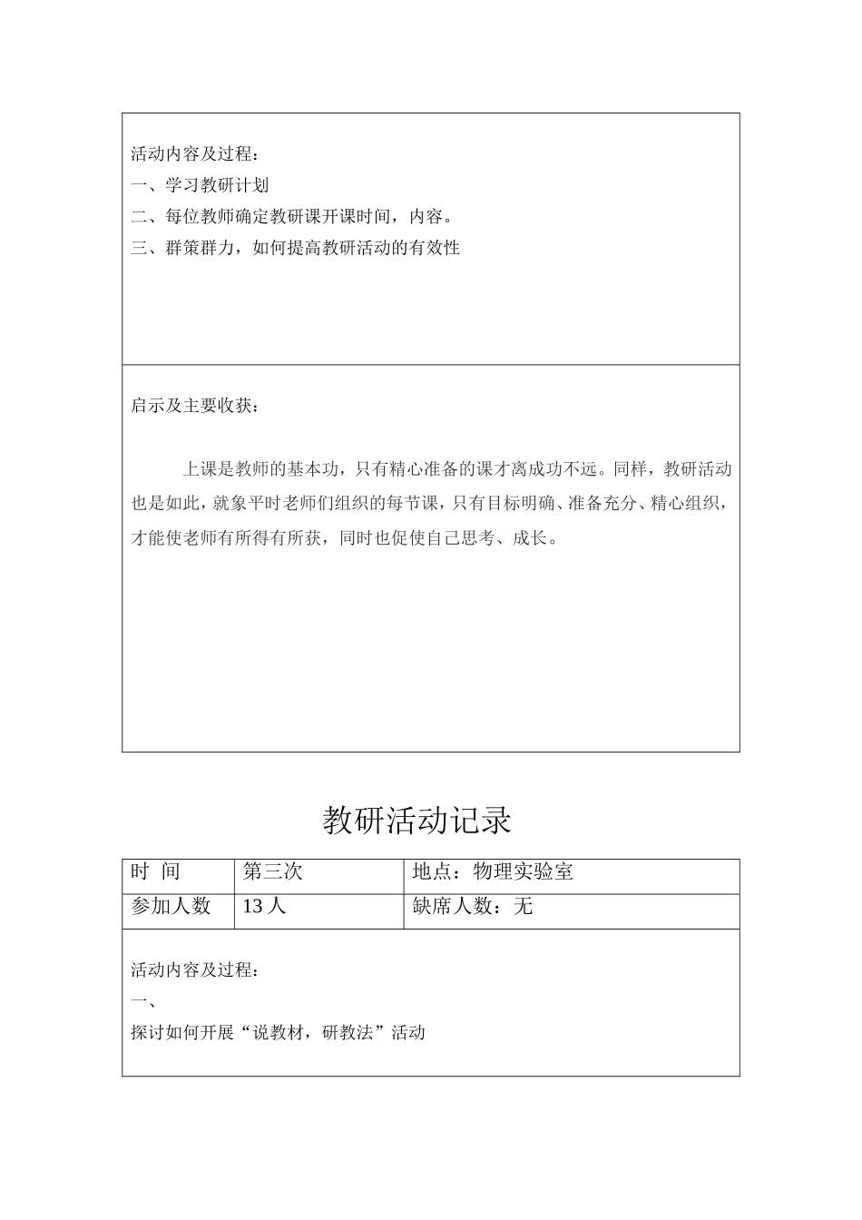 初中数学教研活动记录(同名5050)_第2页