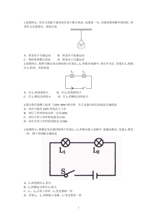 初中物理小灯泡-专题