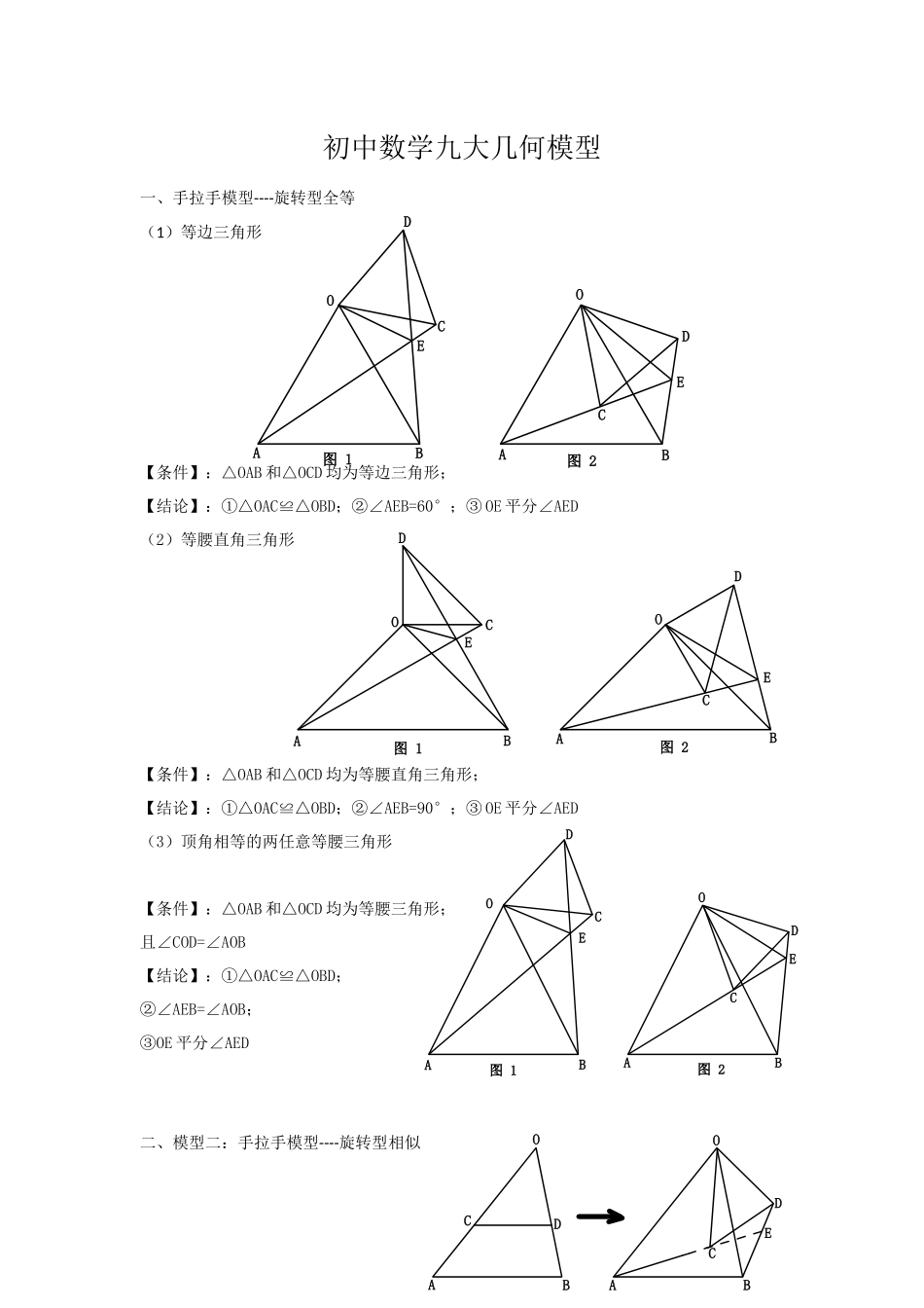 初中数学九大几何模型_第1页