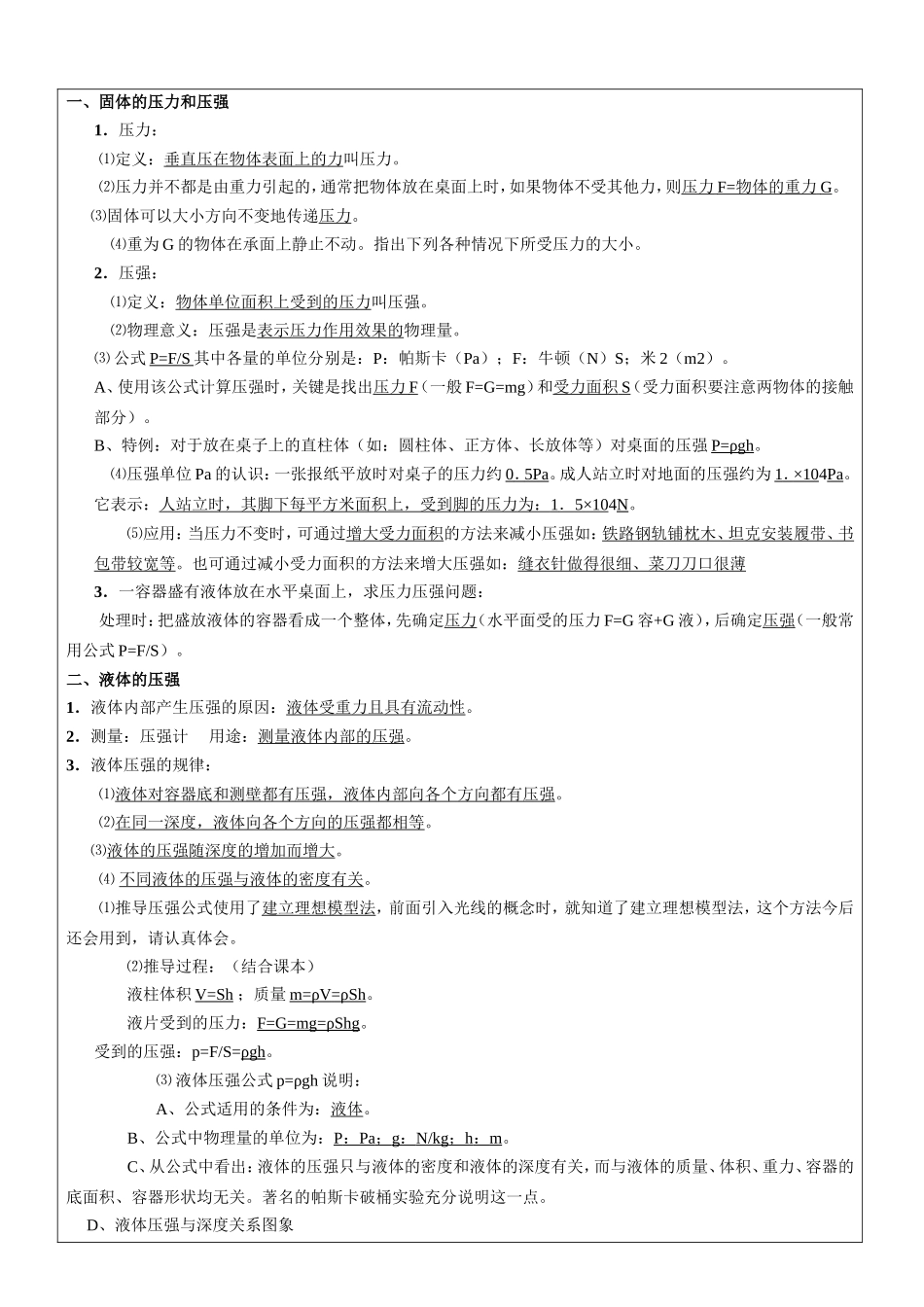 初中物理压强与浮力专题教案_第2页