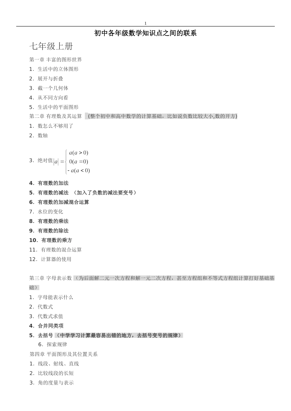 初中数学连接紧密的知识点_第1页