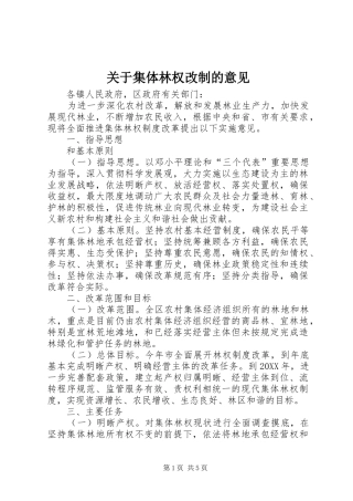 关于集体林权改制的意见