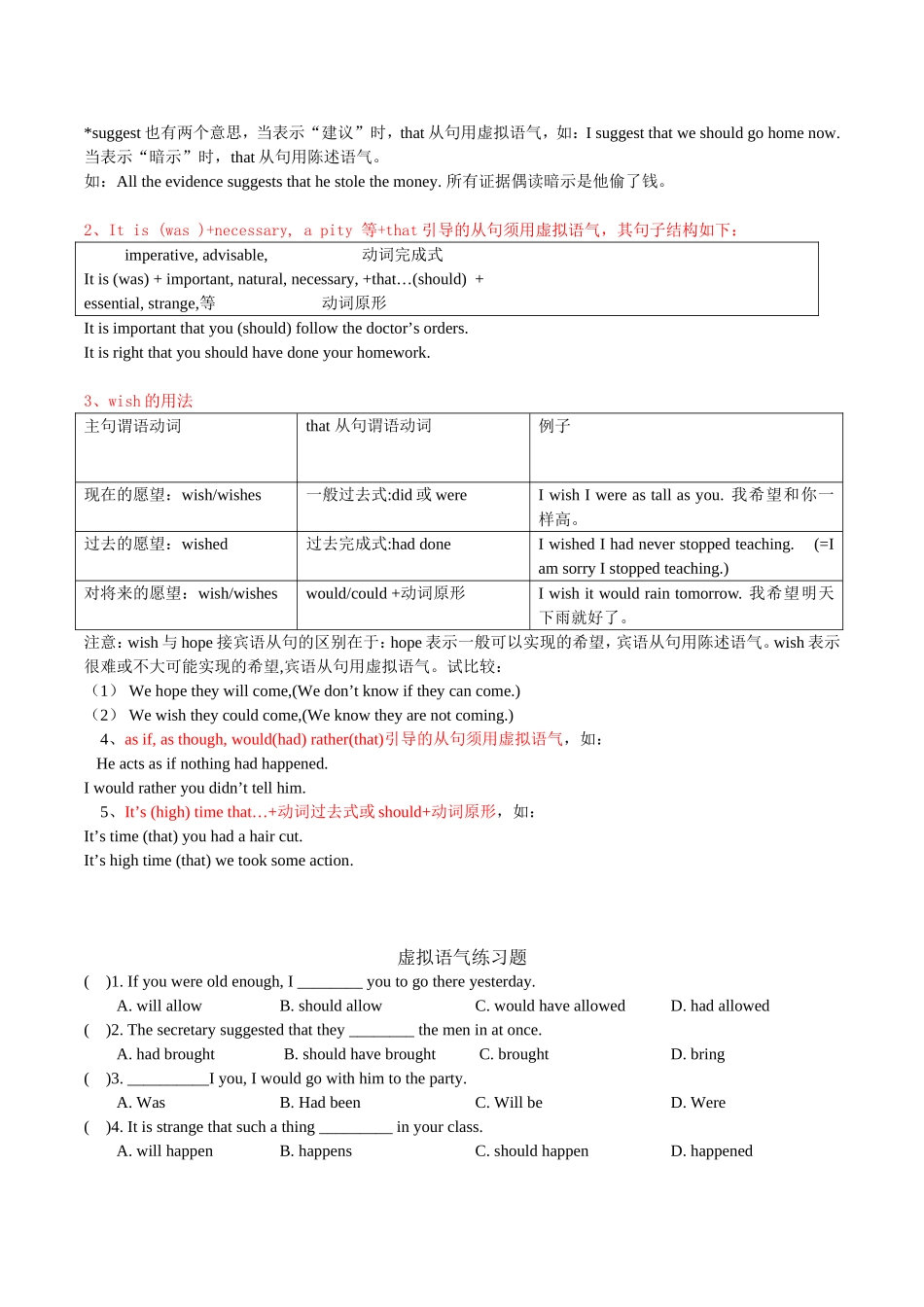 初中英语虚拟语气(同名4225)_第3页