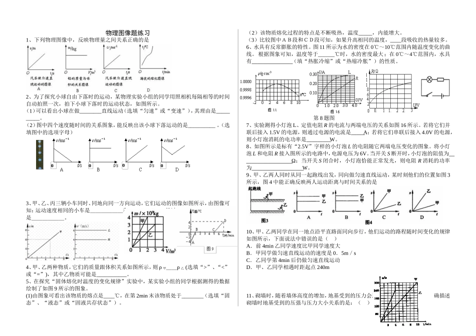 初中物理中考复习试题(图像专题)_第1页