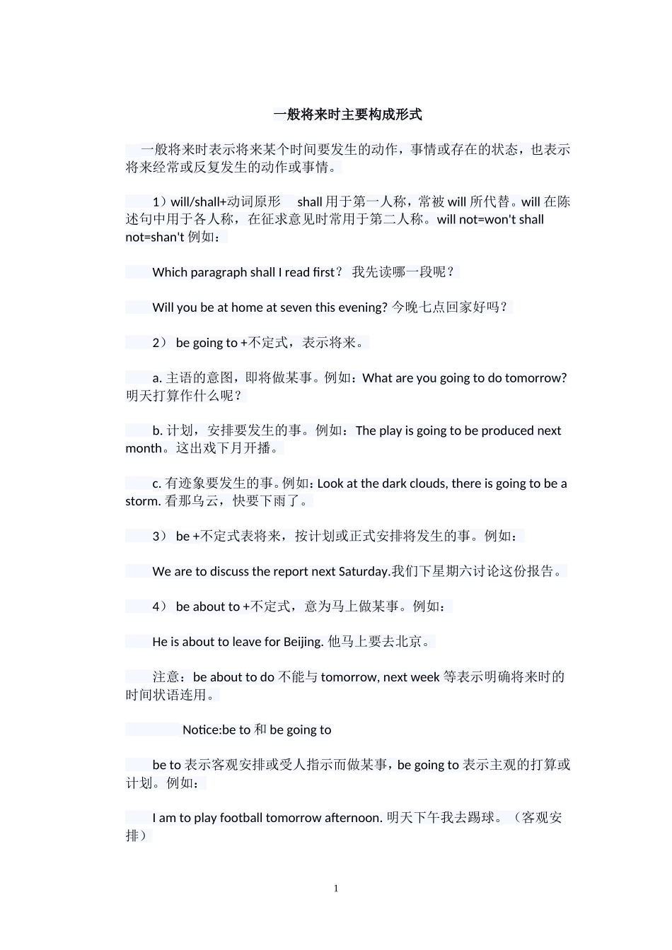 初中英语一般将来时专项语法讲解_第1页