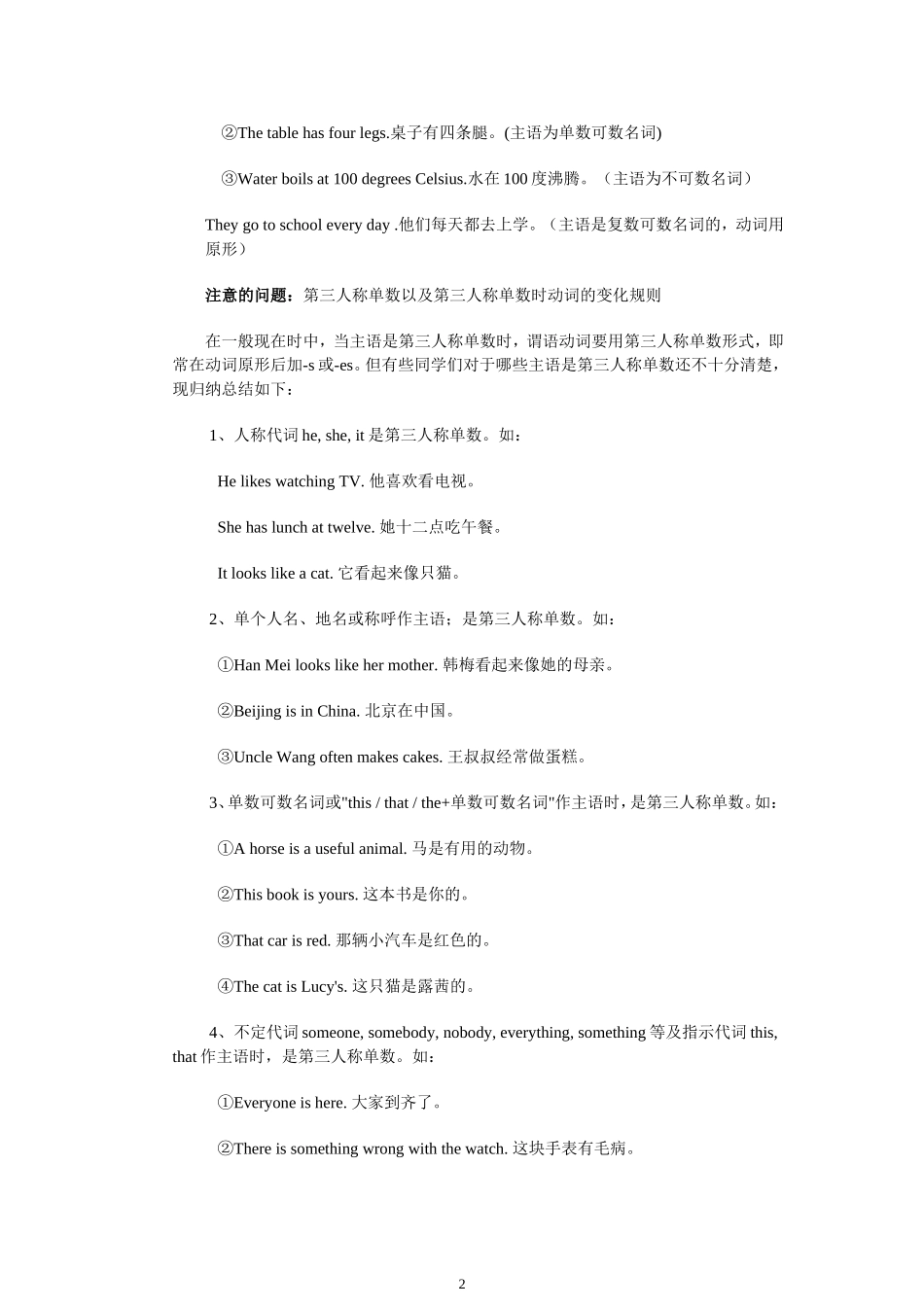 初中英语一般现在时_第2页