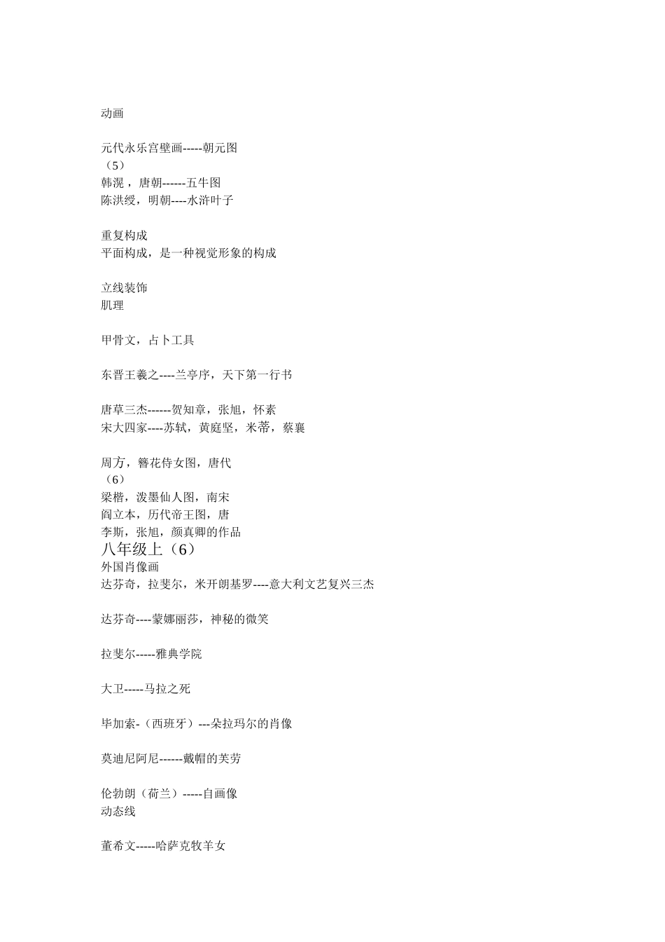 初中美术音乐终极测试复习资料_第2页