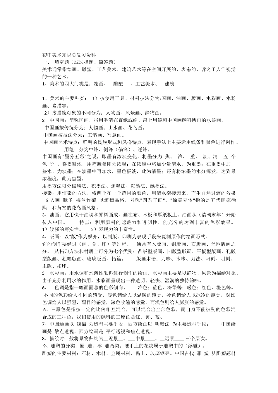 初中美术知识点梳理_第1页